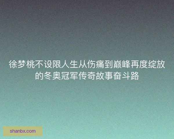 徐梦桃不设限人生从伤痛到巅峰再度绽放的冬奥冠军传奇故事奋斗路