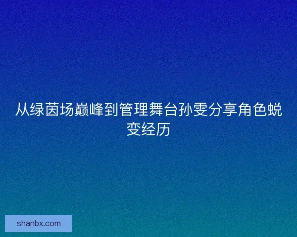 从绿茵场巅峰到管理舞台孙雯分享角色蜕变经历