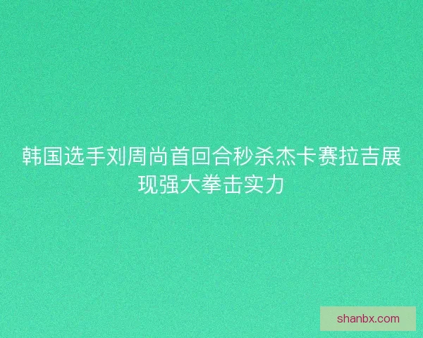 韩国选手刘周尚首回合秒杀杰卡赛拉吉展现强大拳击实力