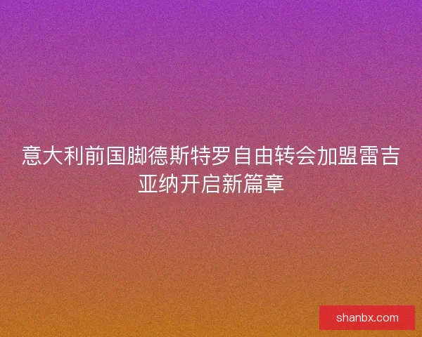意大利前国脚德斯特罗自由转会加盟雷吉亚纳开启新篇章 意大利前国脚德斯特罗自由转会加盟雷吉亚纳开启新篇章
