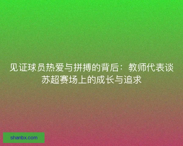 见证球员热爱与拼搏的背后:教师代表谈苏超赛场上的成长与追求 见证球员热爱与拼搏的背后:教师代表谈苏超赛场上的成长与追求